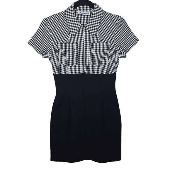 Vintage 90s Check Gingham Dress 3/4 Collared Zip Punk Ska Academia, Alt, Scooter - Picture 1 of 9